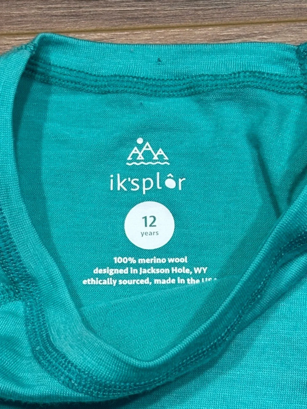 Iksplor Youth Merino Wool Baselayer Set in Teal Green Size 12